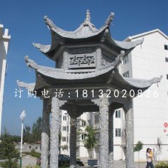 六角涼亭，青石雙層涼亭