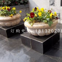 小型石花盆，花缽石雕