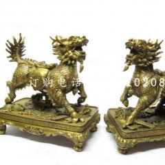 鑄銅麒麟雕塑，銅雕神獸