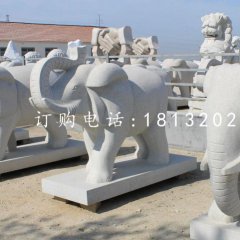 大象石雕，大理石動物