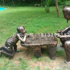 公園下棋雕塑，小品銅雕