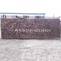 八路軍打仗銅浮雕，公園墻壁銅浮雕