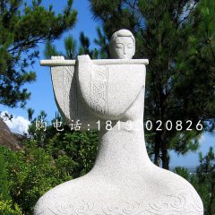 吹笛子雕塑，抽象古代美女石雕