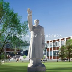 漢白玉揮手的毛主席，偉人石雕