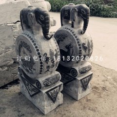 青石仿古大象門墩，門口抱鼓石