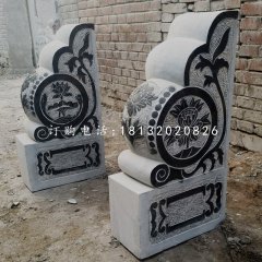 青石仿古門墩石雕，門口抱鼓石