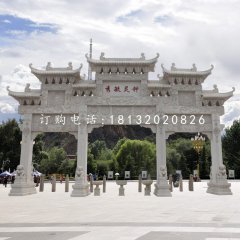 三門牌樓石雕，公園牌坊石雕
