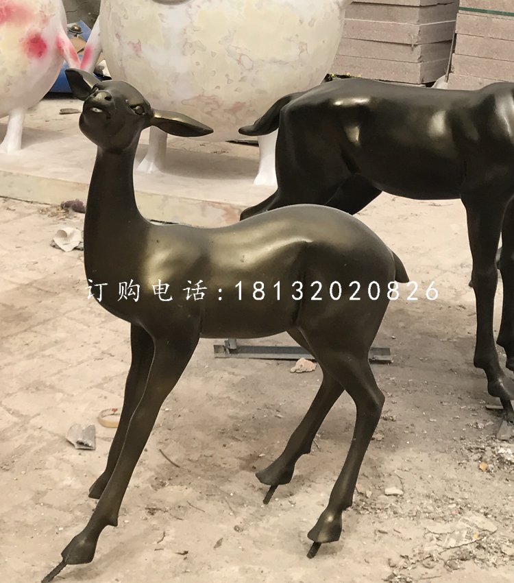 玻璃鋼仿銅小鹿,玻璃鋼動(dòng)物雕塑