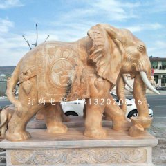 吉祥如意象石雕，晚霞紅動(dòng)物雕塑