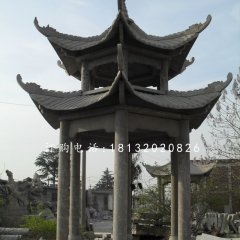 六角涼亭，青石涼亭雕塑