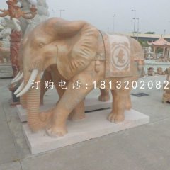如意象石雕，晚霞紅動(dòng)物雕塑