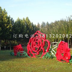 不銹鋼牡丹花雕塑，不銹鋼烤漆雕塑