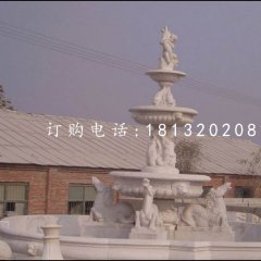 三層噴泉石雕，漢白玉歐式噴泉