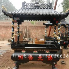 方形鐵香爐雕塑，寺廟鐵香爐雕塑