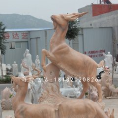 招財(cái)羊石雕，晚霞紅三陽開泰石雕