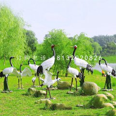 玻璃鋼丹頂鶴，仿真動(dòng)物雕塑，公園景觀雕塑