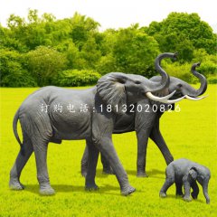 玻璃鋼大象，公園仿真動(dòng)物雕塑