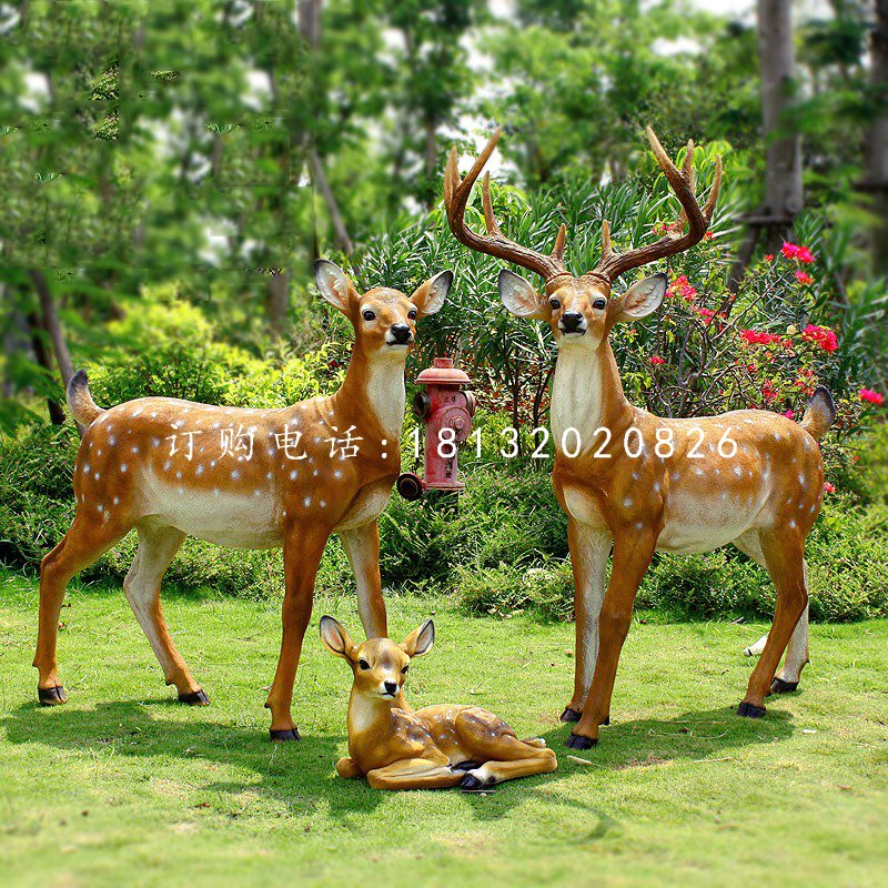 仿真梅花鹿雕塑，玻璃鋼仿真動(dòng)物，公園動(dòng)物雕塑 (6)