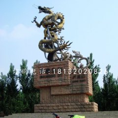 不銹鋼蛟龍出海，城市景觀雕塑
