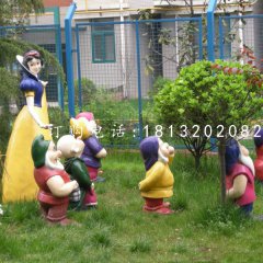 白雪公主七個(gè)小矮人雕塑，玻璃鋼卡通人物