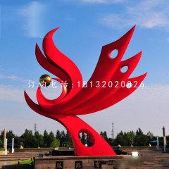 不銹鋼鳳舞九天雕塑，抽象鳳凰雕塑