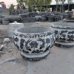 圓形水缸石雕，青石水缸
