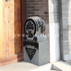 門墩石雕，青石抱鼓石