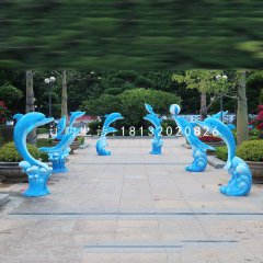 玻璃鋼海豚雕塑，動(dòng)物擺件