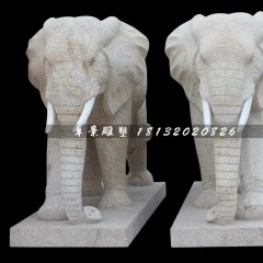 大象石雕，大理石大象雕塑