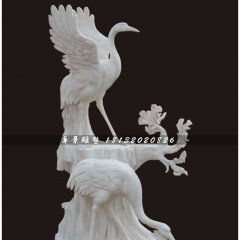 丹頂鶴石雕，漢白玉仙鶴