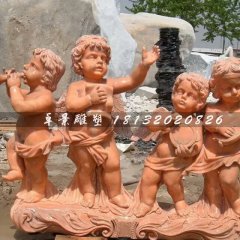 晚霞紅小天使石雕，西方小孩石雕