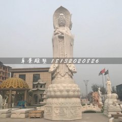 三面觀音石雕佛像，石頭觀音菩薩雕塑