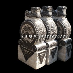 石雕門鼓，青石門墩雕塑