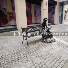 畫畫女孩雕塑，公園人物銅雕