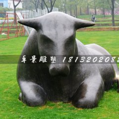 抽象牛銅雕，公園動(dòng)物銅雕