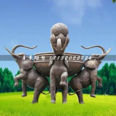大象噴泉銅雕，公園動(dòng)物噴泉銅雕