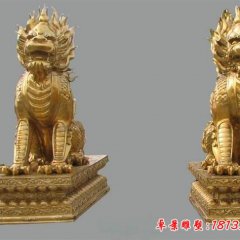 銅雕麒麟，鑄銅麒麟雕塑