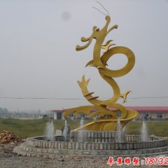 不銹鋼金龍雕塑，不銹鋼神獸雕塑
