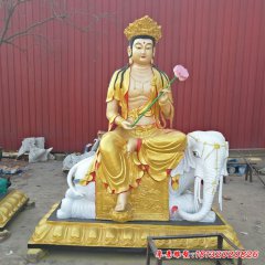 玻璃鋼普賢菩薩雕塑，玻璃鋼彩繪普賢菩薩雕塑