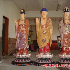 玻璃鋼西方三圣雕塑，彩繪佛像雕塑
