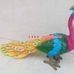 玻璃鋼孔雀雕塑，彩繪孔雀雕塑