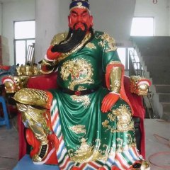 玻璃鋼關(guān)圣大帝雕塑，彩繪玻璃鋼雕塑