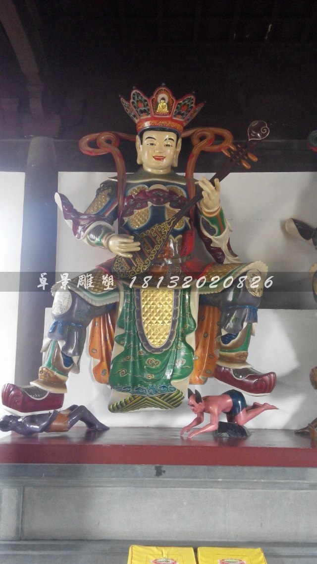 玻璃鋼四大金剛雕塑，彩繪神仙雕塑